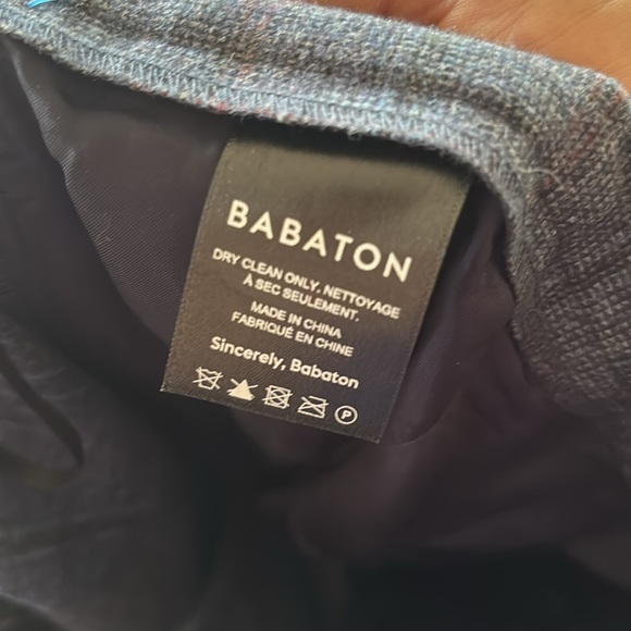 Babaton Aritzia Wool & Cashmere Blend Trousers Pull On Stretch Blue Plaid Pants - Picture 13 of 14